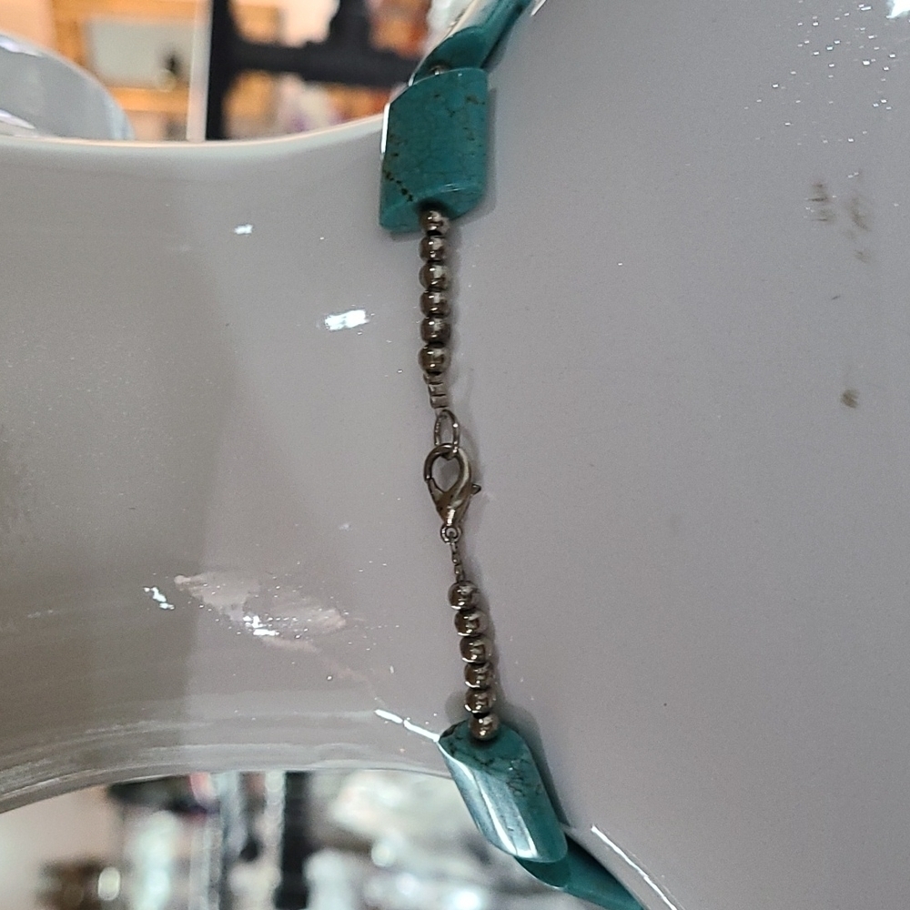 Turquoise Rectangular Bead Necklace - Picture 3 of 7